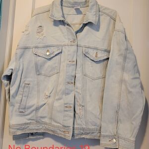 No Boundaries Distressed Light Blue Jean Jacket